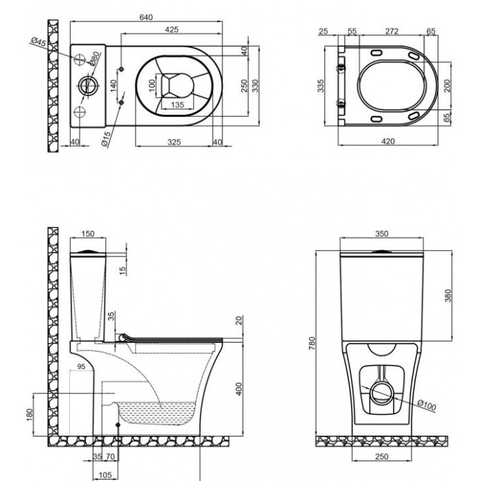 Напольный безободковый унитаз Qtap Presto QT24221217AW
