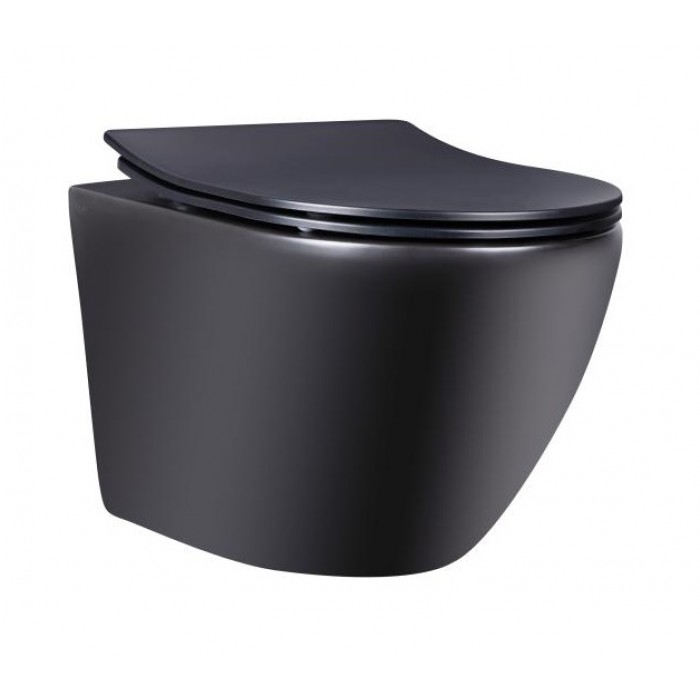 Підвісний безободковий унітаз Qtap Robin Matt Black QT1333046ENRMB