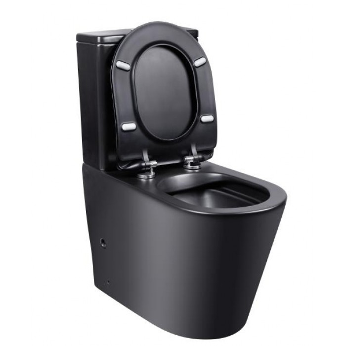 Підлоговий безободковий унітаз Qtap Scorpio Matt Black Підлоговий безободковий унітаз Qtap Scorpio Matt Black
