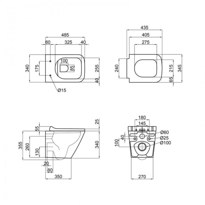 Подвесной безободковый унитаз Qtap Tern QT1733052ERW