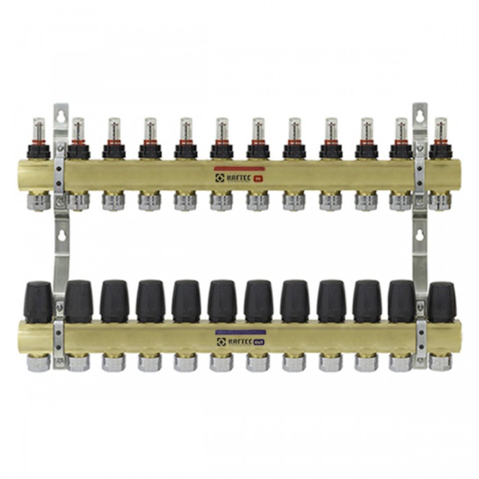 Колектор теплої підлоги Raftec Gold 1"х3/4" на 12 виходів (LCR-1.12) Колектор теплої підлоги Raftec Gold 1"х3/4" на 12 виходів (LCR-1.12)