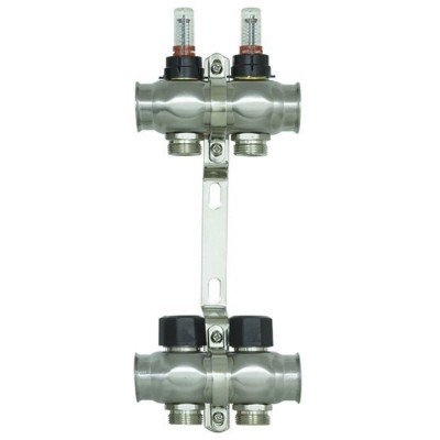 Коллектор теплого пола Raftec INOX 1"х3/4" на 2 выхода (RC03-02)