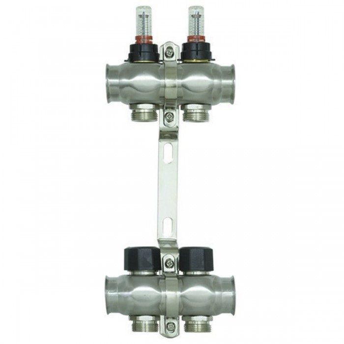 Коллектор теплого пола Raftec INOX 1"х3/4" на 2 выхода (RC03-02)