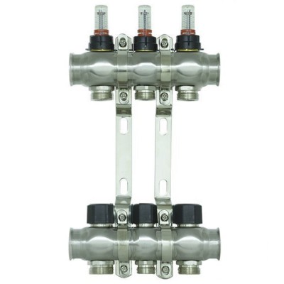 Коллектор теплого пола Raftec INOX 1"х3/4" на 3 выхода (RC03-03)