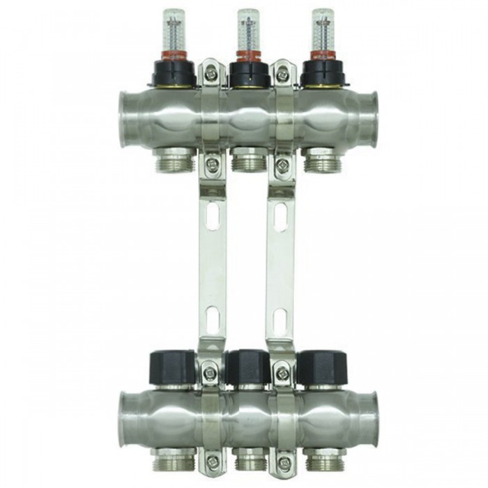 Колектор теплої підлоги Raftec INOX 1"х3/4" на 3 виходи (RC03-03) Колектор теплої підлоги Raftec INOX 1"х3/4" на 3 виходи (RC03-03)