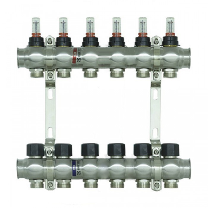 Коллектор теплого пола Raftec INOX 1"х3/4" на 6 выходов (RC03-06) Коллектор теплого пола Raftec INOX 1"х3/4" на 6 выходов (RC03-06)