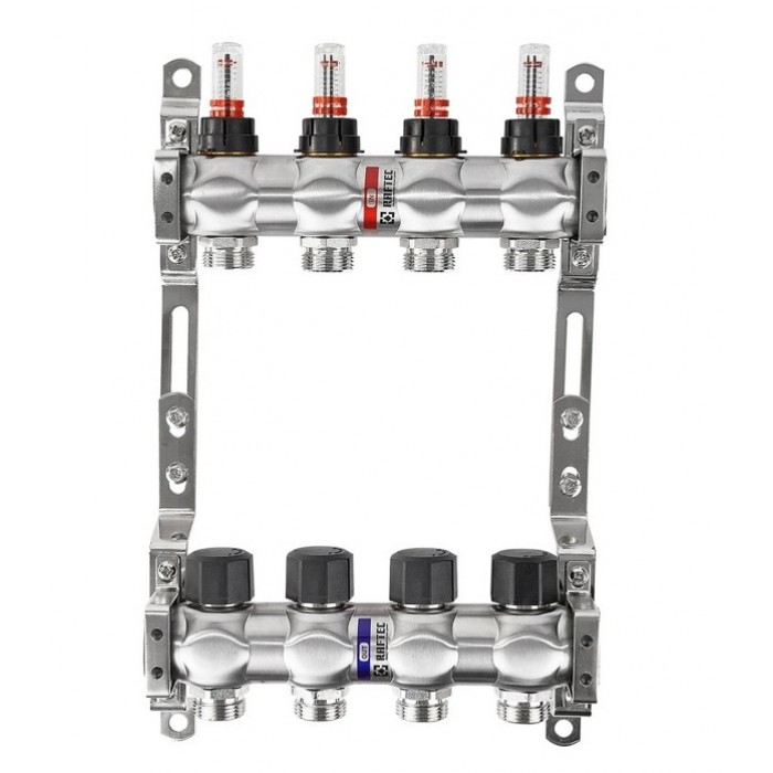Коллектор теплого пола Raftec INOX 1"х3/4" на 2 выхода (RC03-02)