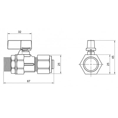 Кран для металлопластиковой трубы Thermo Alliance Forte 16х1/2" SF262W15 НР