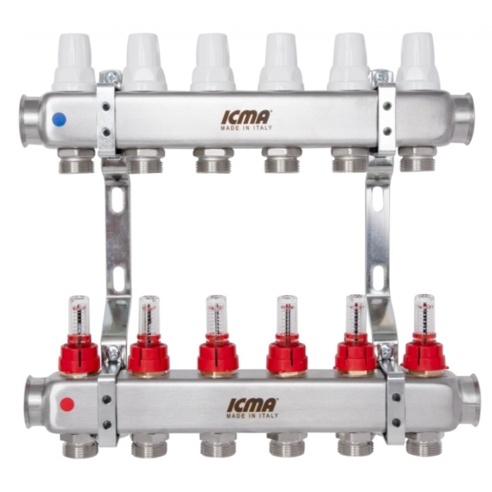 Коллектор теплого пола ICMA К073 на 6 выходов (87K073179PK32QU)