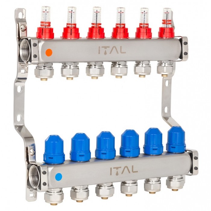 Колектор теплої підлоги ITAL HC1-06 x 3/4" на 6 виходів