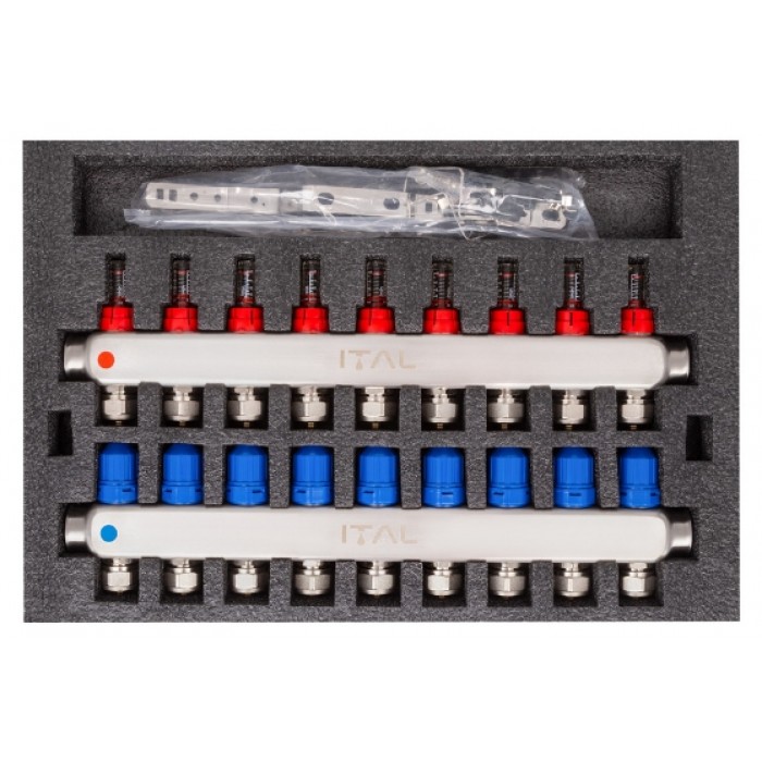 Колектор теплої підлоги ITAL HC1-09 x 3/4" на 9 виходів