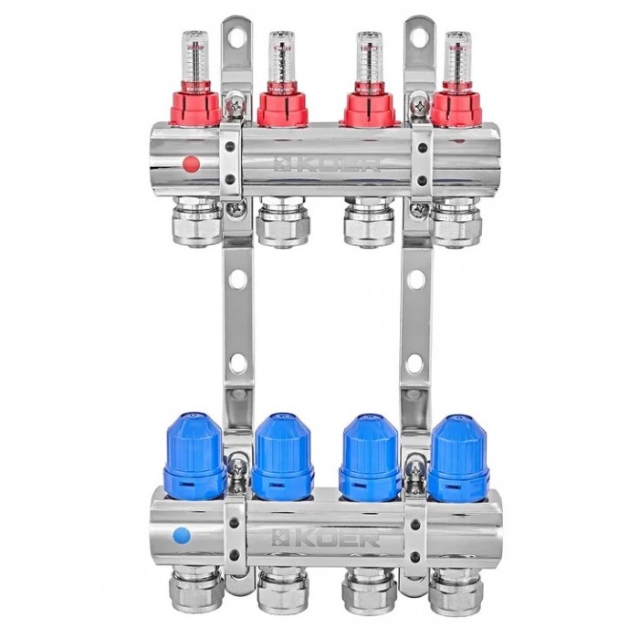 Колектор теплої підлоги KOER KR.1210-4 на чотири виходи (KR5266)