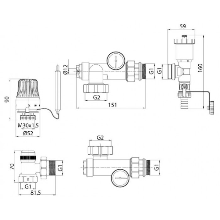 Смесительный узел KOER KR.1022L2 - 1" угловой (KR2913) Смесительный узел KOER KR.1022L2 - 1" угловой (KR2913)