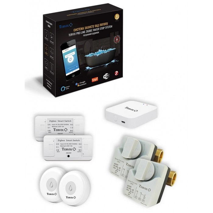 Система защиты от потопа Tervix ZigBee Water Stop на 2 трубы 1" (4922613)