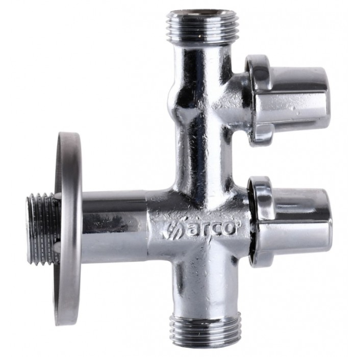 Приладовий кутовий подвійний кран ARCO 1/2"х1/2"х1/2" COMB15MAC