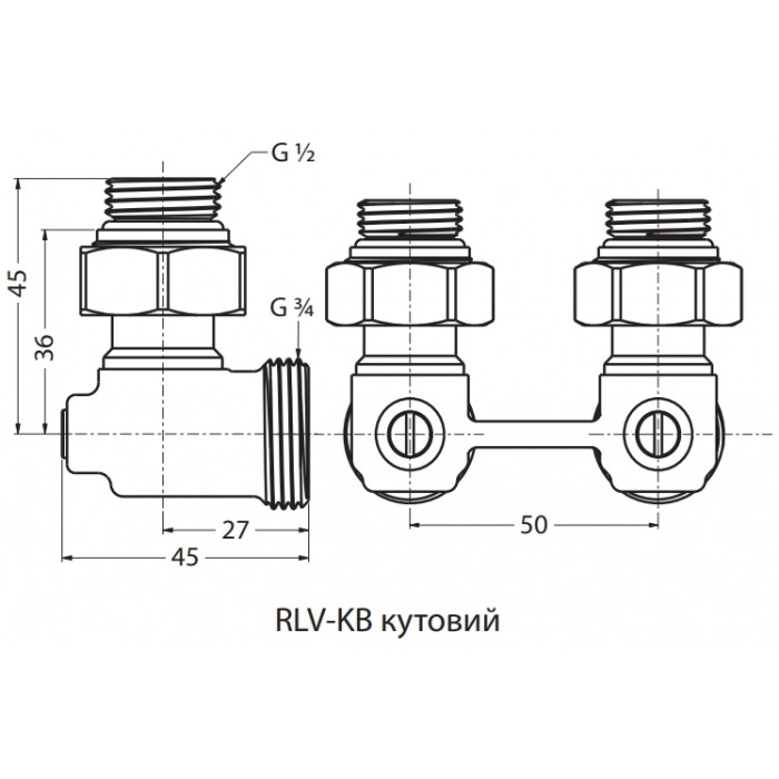 Комплект нижнего подключения угловой Danfoss 015G5307 Regus M30x1.5
