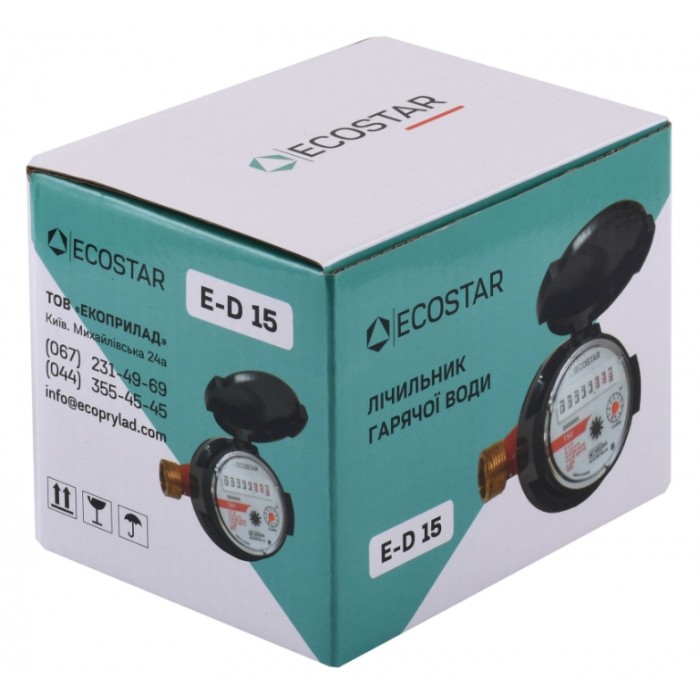 Счетчик горячей воды ECOSTAR DN15 1/2" E-D R160 Счетчик горячей воды ECOSTAR DN15 1/2" E-D R160