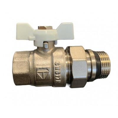 Кран шаровый HLV Optima 1/2" PN40 с американкой (белая бабочка)