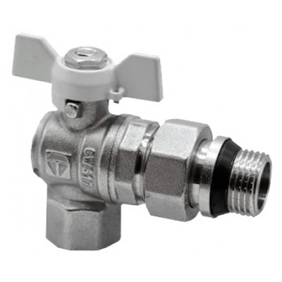 Кран угловой HLV Optima 3/4" PN40 с американкой (белая бабочка)