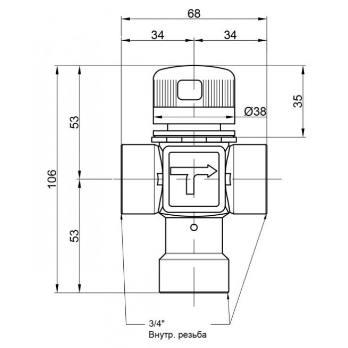 Термостатический смесительный клапан ICMA №143 30-60°С 3/4“