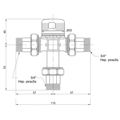 Термостатический смесительный клапан ICMA №148 30-60°С 3/4“