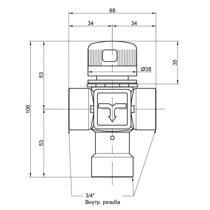 Термостатический смесительный клапан ICMA №149 30-60°С 3/4“