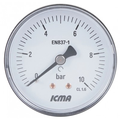 Манометр Icma № 243 D63 мм 0-10 бар 1/4" заднее подключение