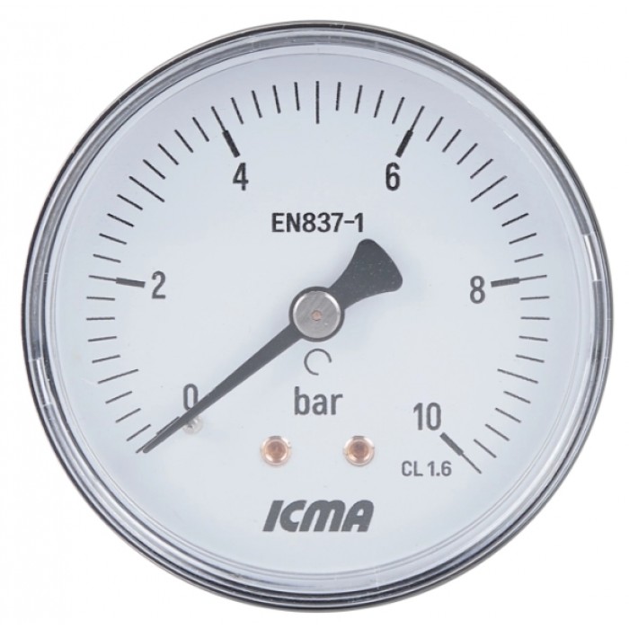Манометр Icma № 243 D63 мм 0-10 бар 1/4" заднее подключение