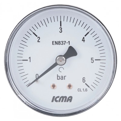 Манометр Icma № 243 D63 мм 0-6 бар 1/4" заднее подключение