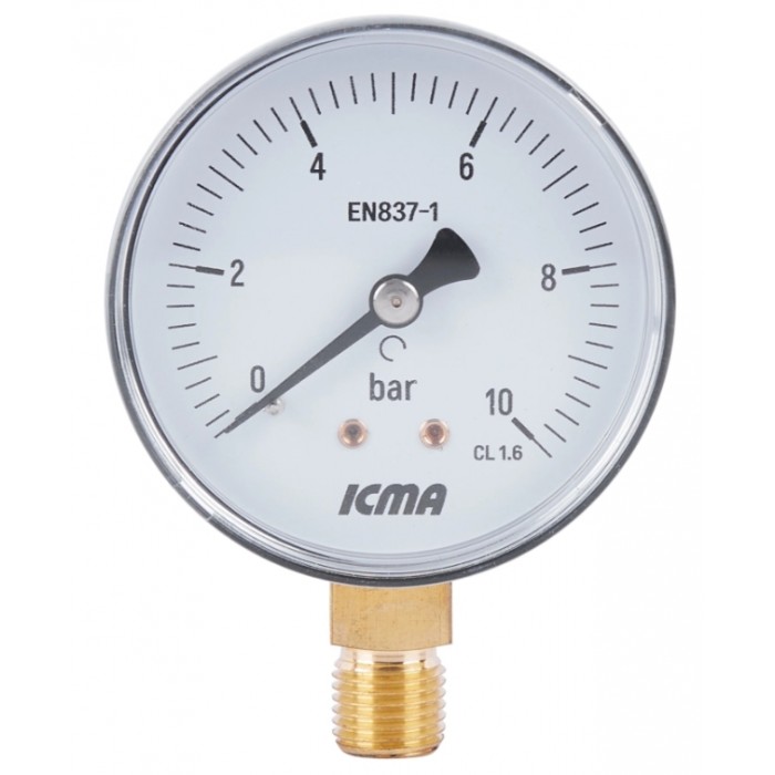 Манометр Icma № 244 D63 мм 0-10 бар 1/4" нижнє підключення