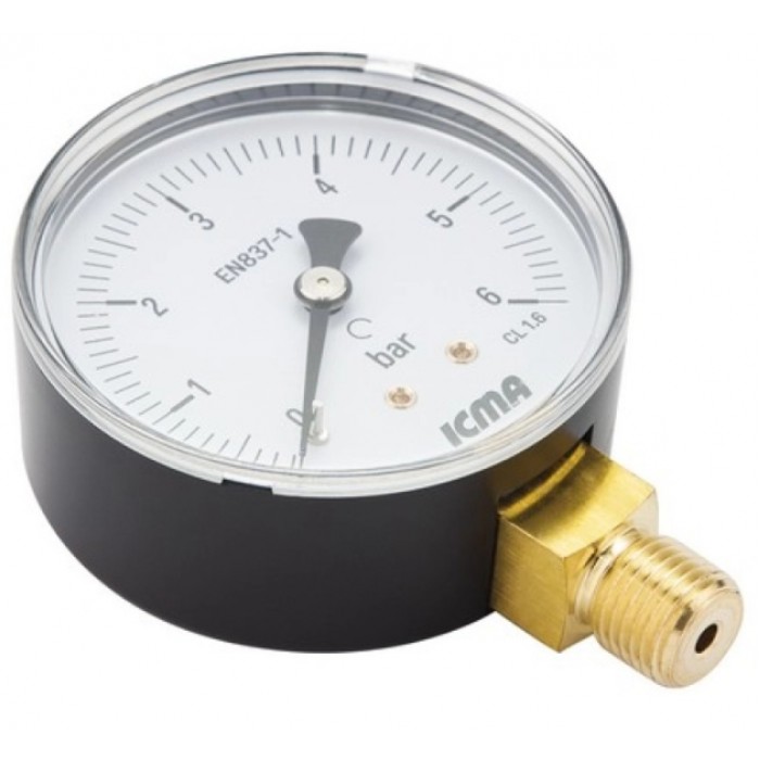 Манометр Icma № 244 D63 мм 0-6 бар 1/4" нижнее подключение Манометр Icma № 244 D63 мм 0-6 бар 1/4" нижнее подключение