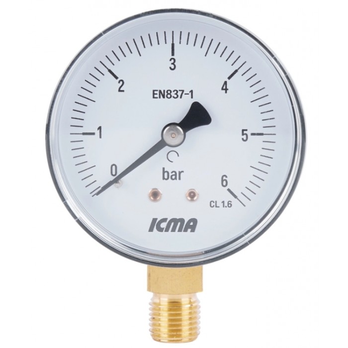 Манометр Icma № 244 D63 мм 0-6 бар 1/4" нижнее подключение