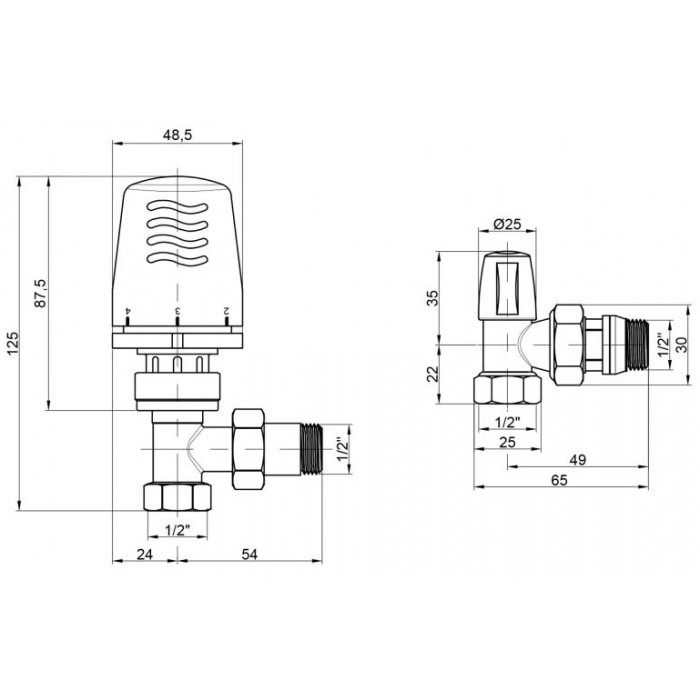 Комплект термостатичний ICMA №KIT G1100+774-940+805-940 кутовий
