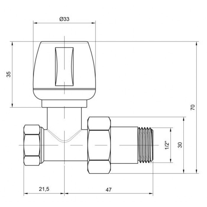Прямой радиаторный кран ICMA 1/2" №813