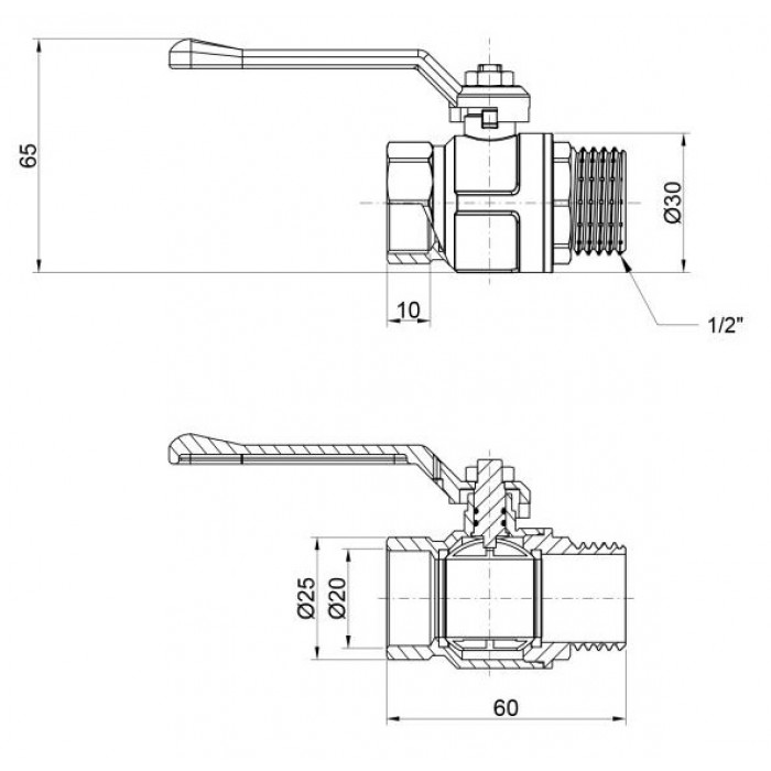 Кран шаровый ICMA 1/2" PN50 НВ №352