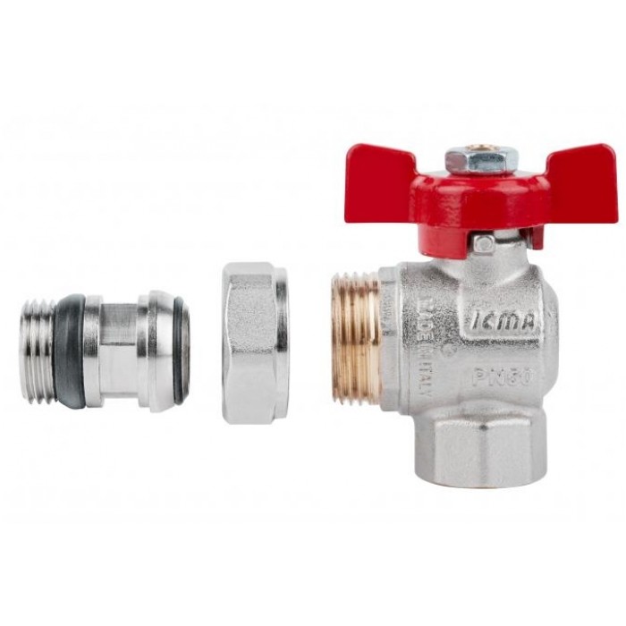 Кран угловой ICMA 1/2" 940 F. ROSSA №362 с американкой