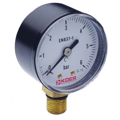 Манометр KOER KM.502R D50 мм 0-6 бар 1/4" (KR0208) нижнее подключение