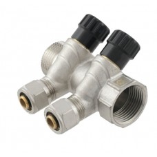 Коллектор с регулирующими вентилями Raftec 1"х1/2" на 2 выхода KK03012