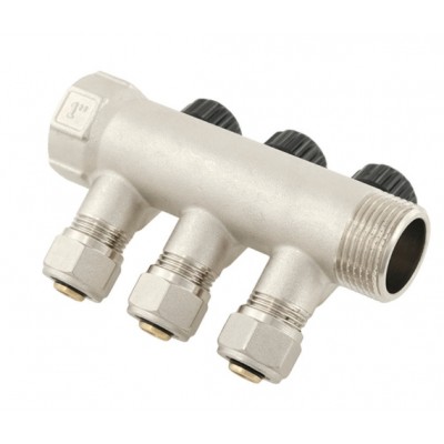 Коллектор с регулирующими вентилями Raftec 1"х1/2" на 3 выхода KK03013