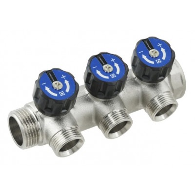 Коллектор с регулирующими вентилями Raftec 1"х3/4" на 3 выхода KV03023