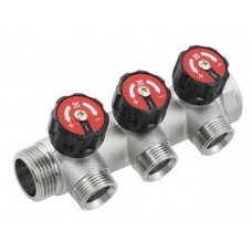 Коллектор с регулирующими вентилями Raftec 1"х3/4" на 3 выхода KV03023