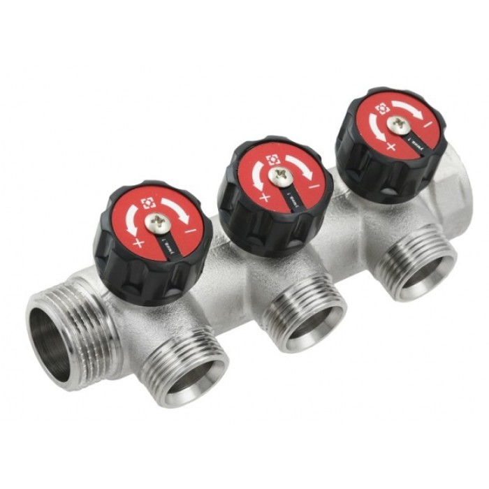 Колектор із регулюючими вентилями Raftec 1"х3/4" на 3 виходи KV03023