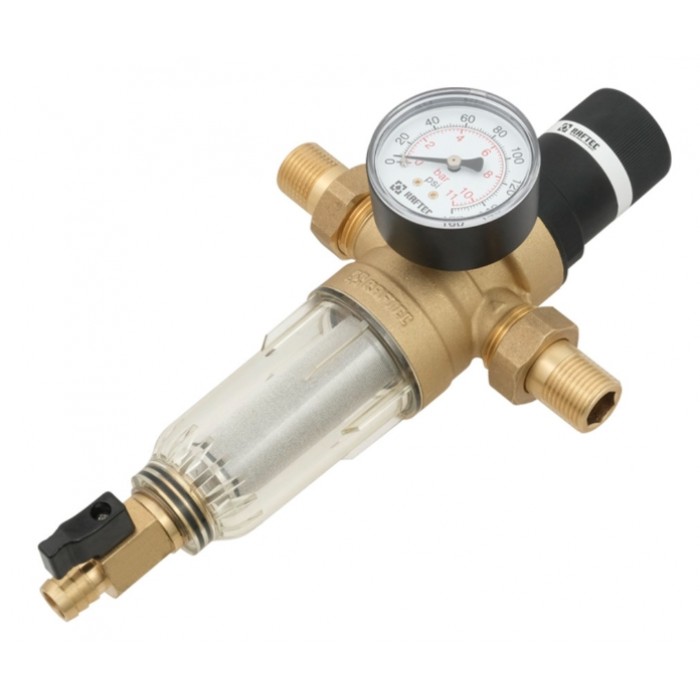 Редуктор давления с самопромывным фильтром для холодной воды Raftec RCFR01-C 1/2" Редуктор давления с самопромывным фильтром для холодной воды Raftec RCFR01-C 1/2"