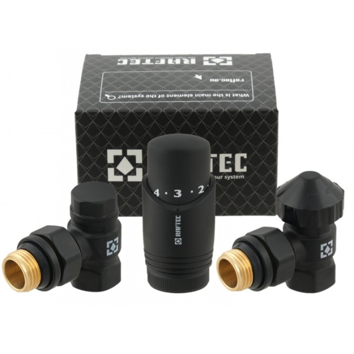 Комплект термостатичний кутовий Raftec BLACK 1/2" DKTU11-B