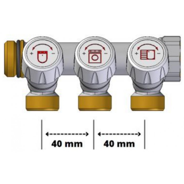 Коллектор для воды ROHO 3/4"x3/4 на 2 выхода RO0249