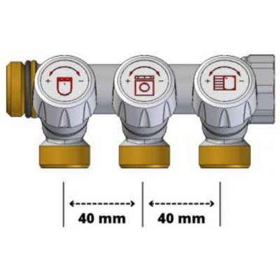 Коллектор для воды ROHO 3/4"x3/4 на 2 выхода RO0249