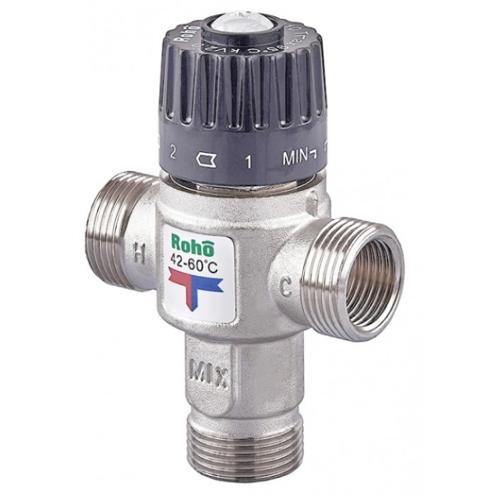 Термосмесительный клапан ROHO R1208-075 42-60°С 3/4“