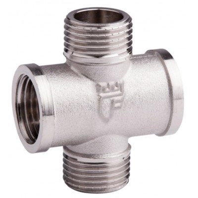 Крестовина латунная SD Forte SF355151 1/2" ВНВН никель