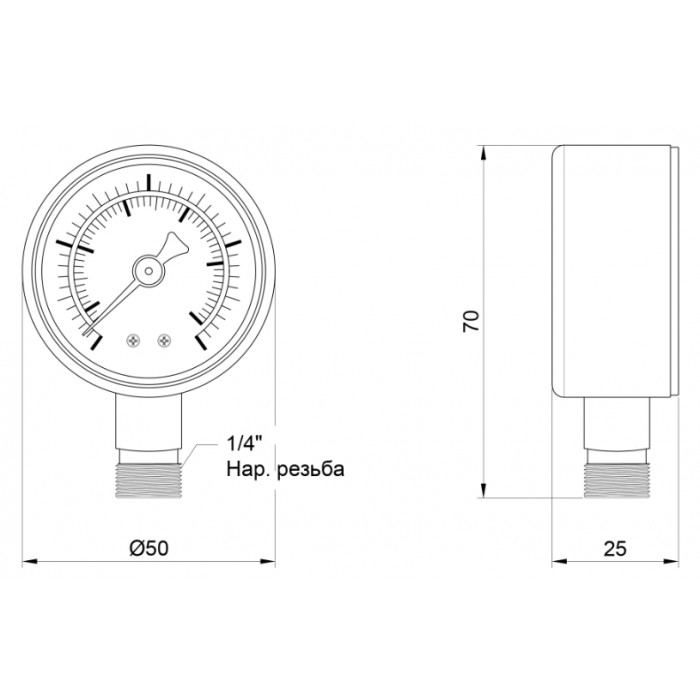 Манометр Thermo Alliance Standart SD1704B D50 мм 0-4 бар 1/4" нижнее подключение