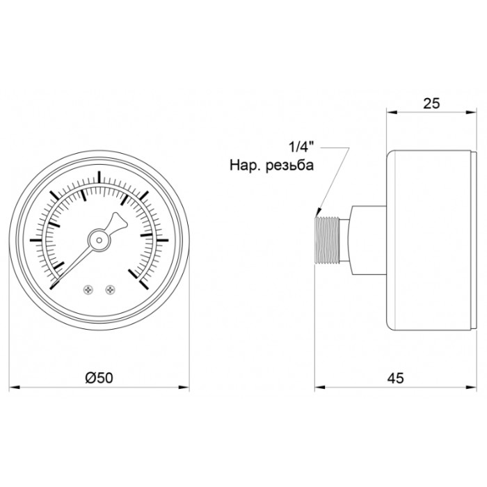 Манометр Thermo Alliance Standart SD1716B D50 мм 0-6 бар 1/4" заднє підключення